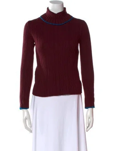 Pre-owned Msgm Virgin Wool Turtleneck Top In Burgundy