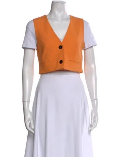Pre-owned Msgm Virgin Wool V-neck Top In White