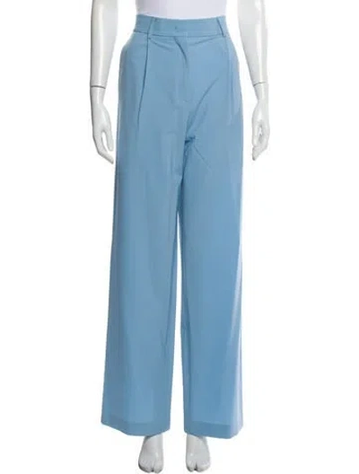 Pre-owned Msgm Virgin Wool Wide Leg Pants In Blue