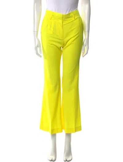 Pre-owned Msgm Virgin Wool Wide Leg Pants W/ Tags In Yellow