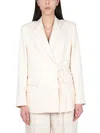 Msgm Wallet Design Ivory Jacket In Pink