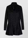 Msgm Black Satin Mini Dress With Themwave Motif