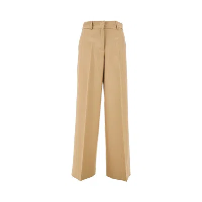 Msgm Viscose-blend Wide Leg Pants In Beige