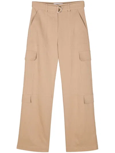 Msgm Viscose Canvas Cargo Pants In Neutrals