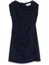Msgm Short Blue Draped Dress In Blue