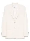 Msgm Viscose Jacket With Chest Patch Pocket In White