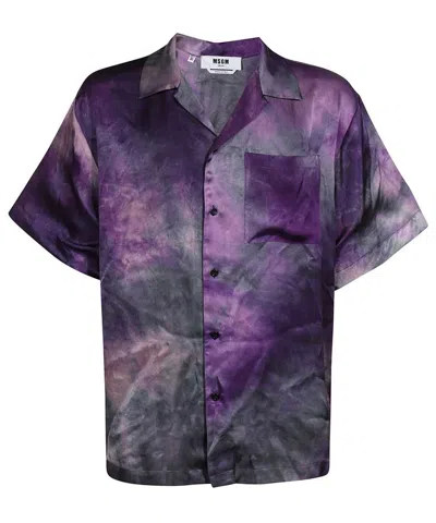 Msgm Viscose Shirt In Purple