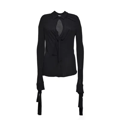 MSGM VISCOSE SHIRT WITH TEARDROP NECKLINE