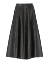 Msgm Calf-leather Pleated Skirt In Black