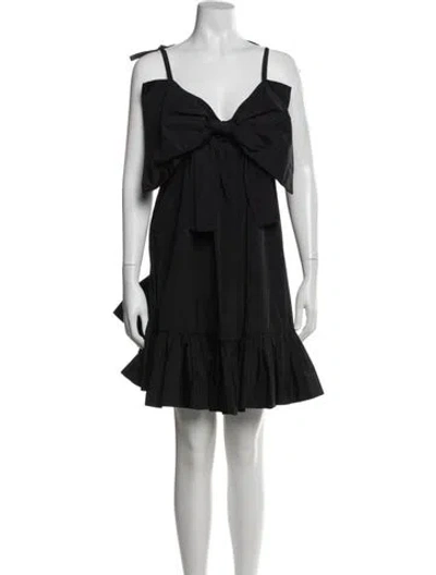 Pre-owned Msgm V-neck Knee-length Dress In Black