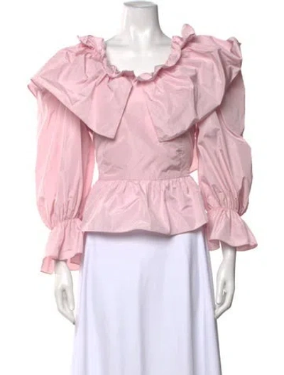 Pre-owned Msgm V-neck Long Sleeve Blouse In Pink