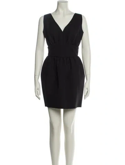 Pre-owned Msgm V-neck Mini Dress In Black