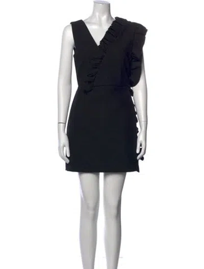 Pre-owned Msgm V-neck Mini Dress In Black