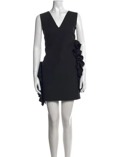 Pre-owned Msgm V-neck Mini Dress In Black