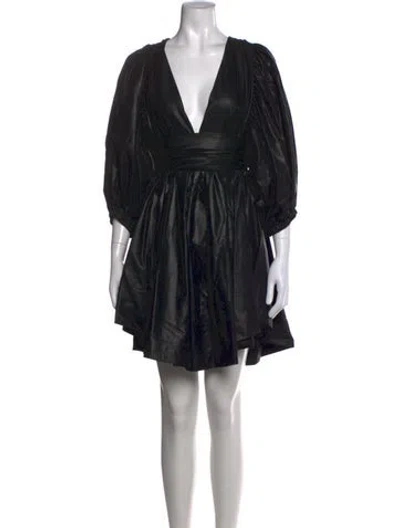 Pre-owned Msgm V-neck Mini Dress In Black