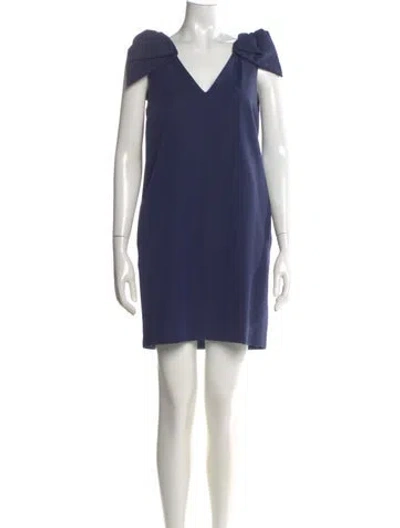 Pre-owned Msgm V-neck Mini Dress In Blue