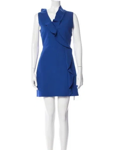 Pre-owned Msgm V-neck Mini Dress In Blue