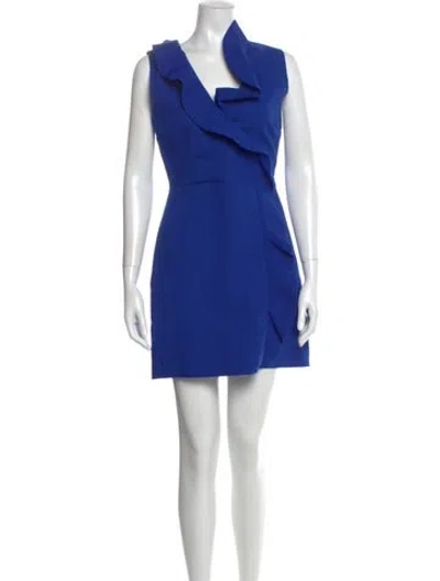 Pre-owned Msgm V-neck Mini Dress In Blue