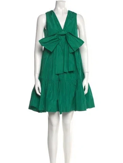 Pre-owned Msgm V-neck Mini Dress In Green