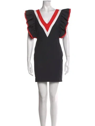 Pre-owned Msgm V-neck Mini Dress In Multi