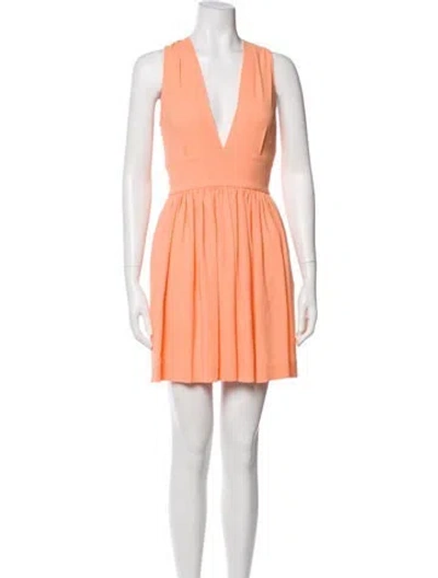 Pre-owned Msgm V-neck Mini Dress In Orange