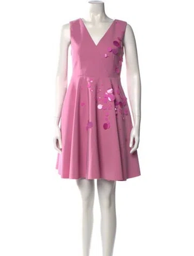 Pre-owned Msgm V-neck Mini Dress In Pink