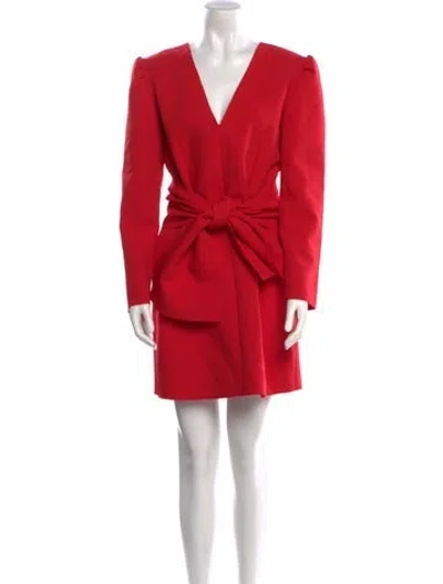 Pre-owned Msgm V-neck Mini Dress In Red