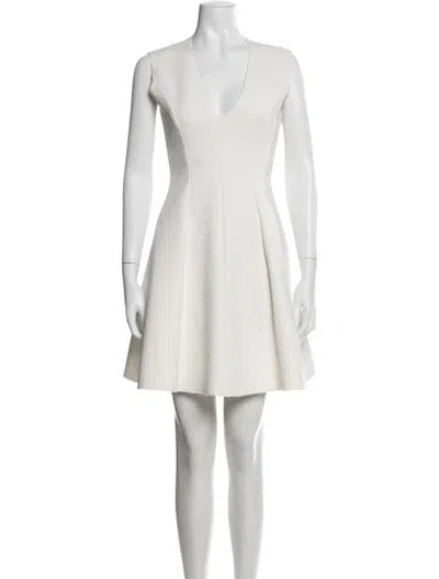 Pre-owned Msgm V-neck Mini Dress In White