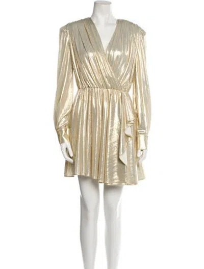 Pre-owned Msgm V-neck Mini Dress In Yellow