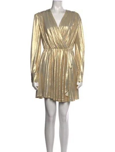 Pre-owned Msgm V-neck Mini Dress In Yellow