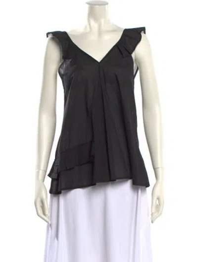 Pre-owned Msgm V-neck Sleeveless Blouse In Black