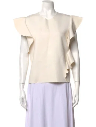 Pre-owned Msgm V-neck Sleeveless Top In Neutrals