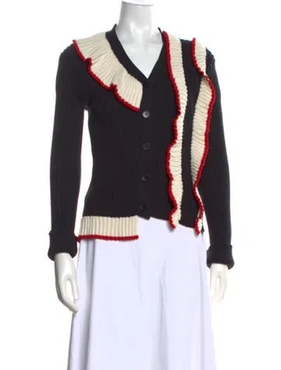 Pre-owned Msgm V-neck Sweater In Black