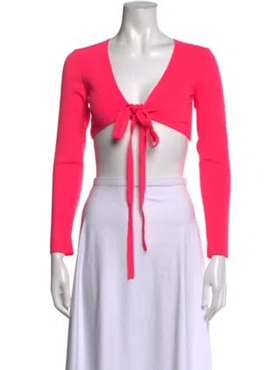 Pre-owned Msgm V-neck Sweater In Pink