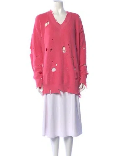 Pre-owned Msgm V-neck Sweater In Pink