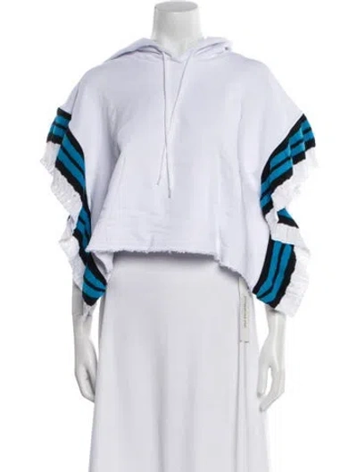 Pre-owned Msgm V-neck Three-quarter Sleeve Crop Top W/ Tags In White