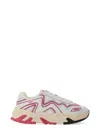 Msgm Two-tone Mesh And Leather Sneakers