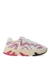 Msgm Two-tone Mesh And Leather Sneakers In White
