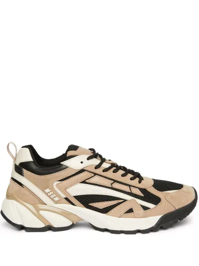 Msgm Vulcano Distressed Sneakers In Neutrals