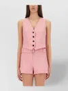 Msgm Waist Belted Cropped Vest V-neckline
