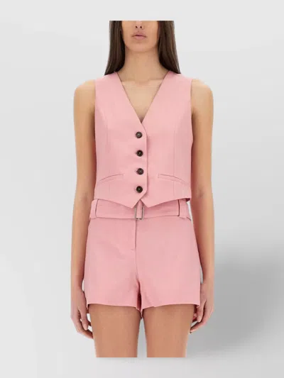 MSGM WAIST BELTED CROPPED VEST V-NECKLINE