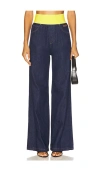 Msgm Waistband Wide Leg Jean