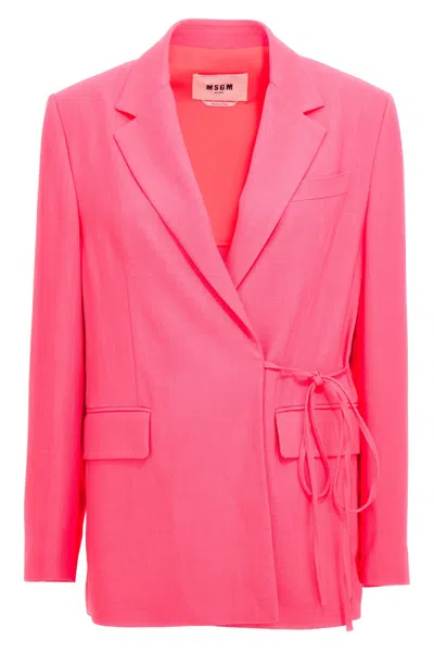 Msgm Wallet Blazer Jacket In Pink