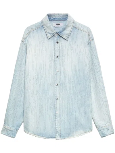 MSGM WASHED-DENIM OVERSHIRT