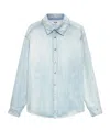 Msgm Light Blue Denim Shirt With Classic Collar In Blue