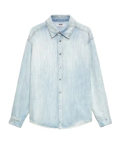 MSGM MSGM WASHED-DENIM BUTTON-UP OVERSHIRT