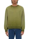 Msgm Washed Out Jersey Sweatshirt In Green