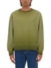 Msgm Washed Out Jersey Sweatshirt In Green
