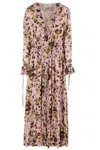 Msgm Abstract-print Ruffle-detailing Dress In Pink