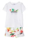 Msgm Watercolour Cotton Shorts Set In White